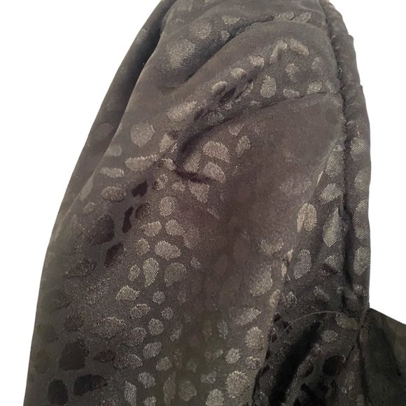 Milk & Honey Black on Black Peek-a-Boo Cut Out Front Puff Short Sleeves Sz L #01 - Picture 7 of 8